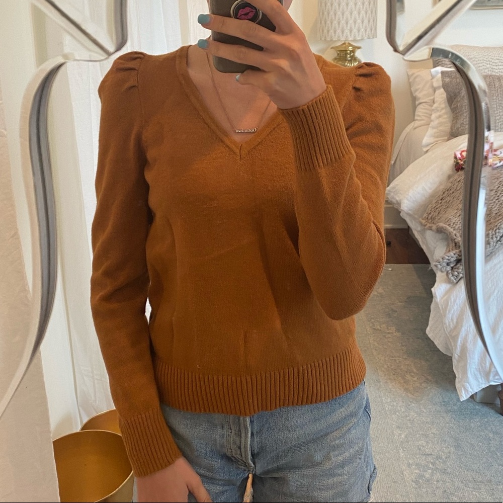 Anthropologie Orange V-neck Sweater